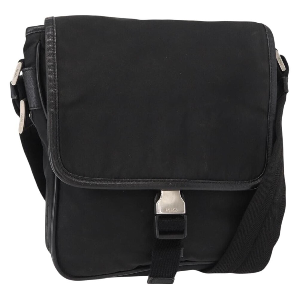 Prada Logo Flap Messenger Tessuto Small